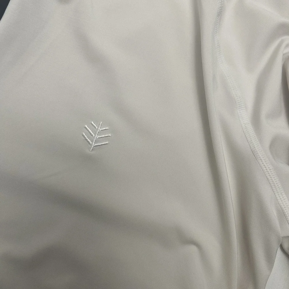 Coolibar Women's XL Lawai Women's Ruche Swim Shirt White UPF 50+ Quarter Zip
